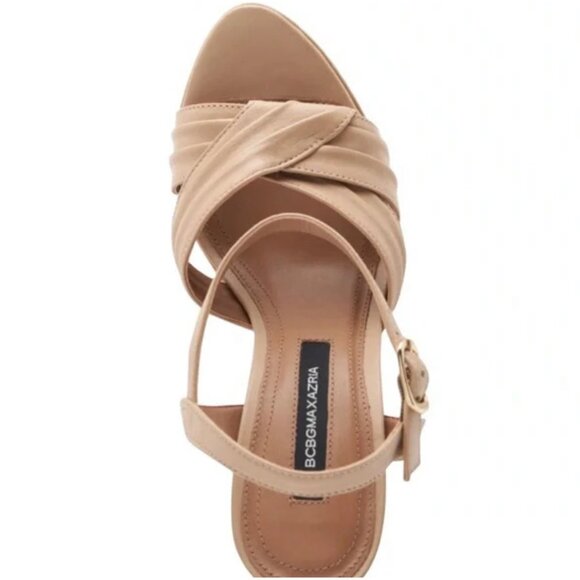 BCBG Max Azria Ravil Criss Cross Platform Sandal in Almond Size 8 *NWOB* - Picture 3 of 12